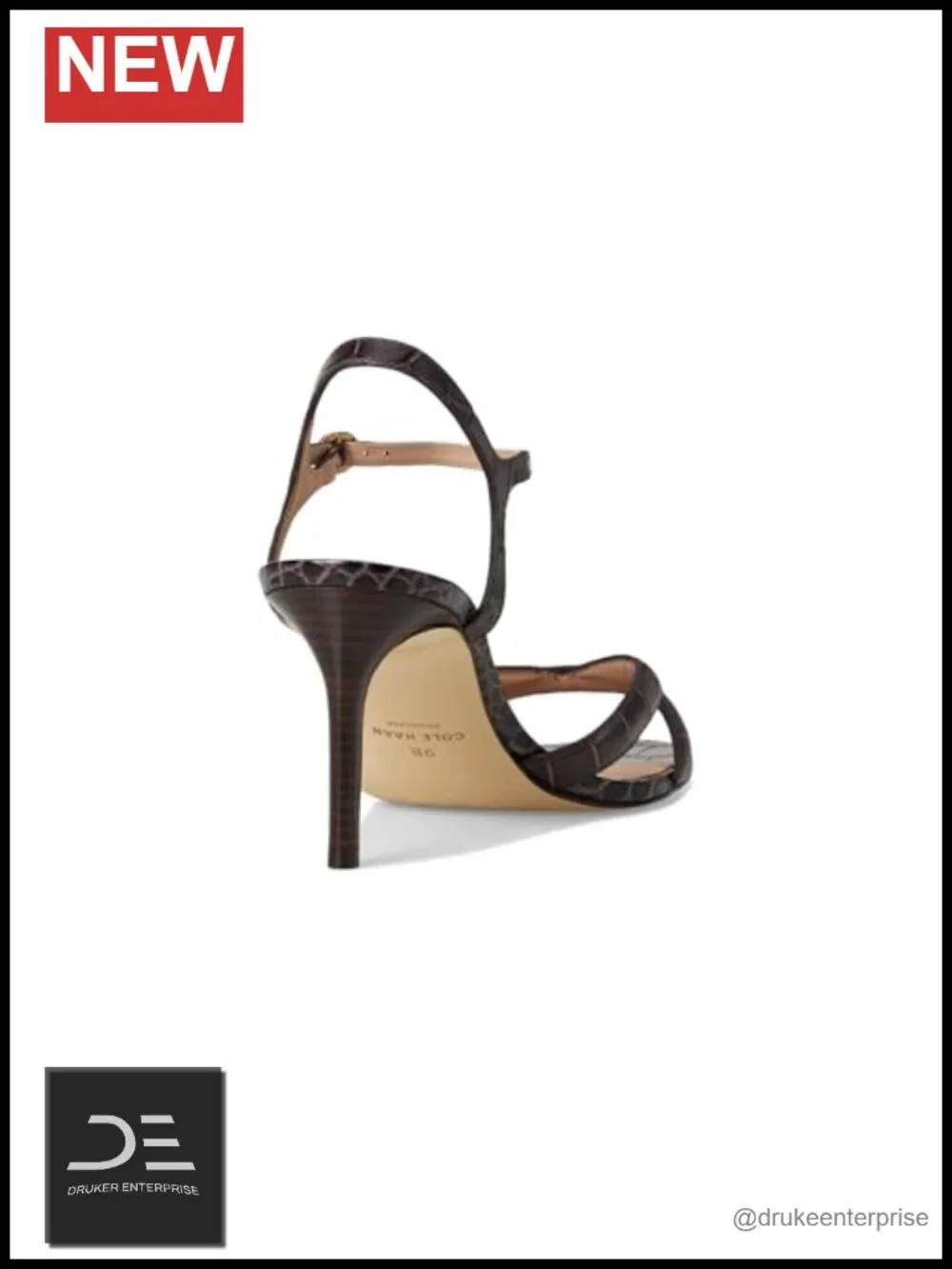 Cole Haan Constantina Block Heel Sandals Women Slingback Ankle Strap Leather
